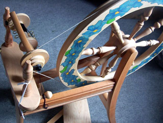 Tiffany painted spinning wheel